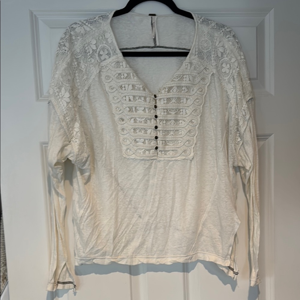 White Lace Detail Women's Top